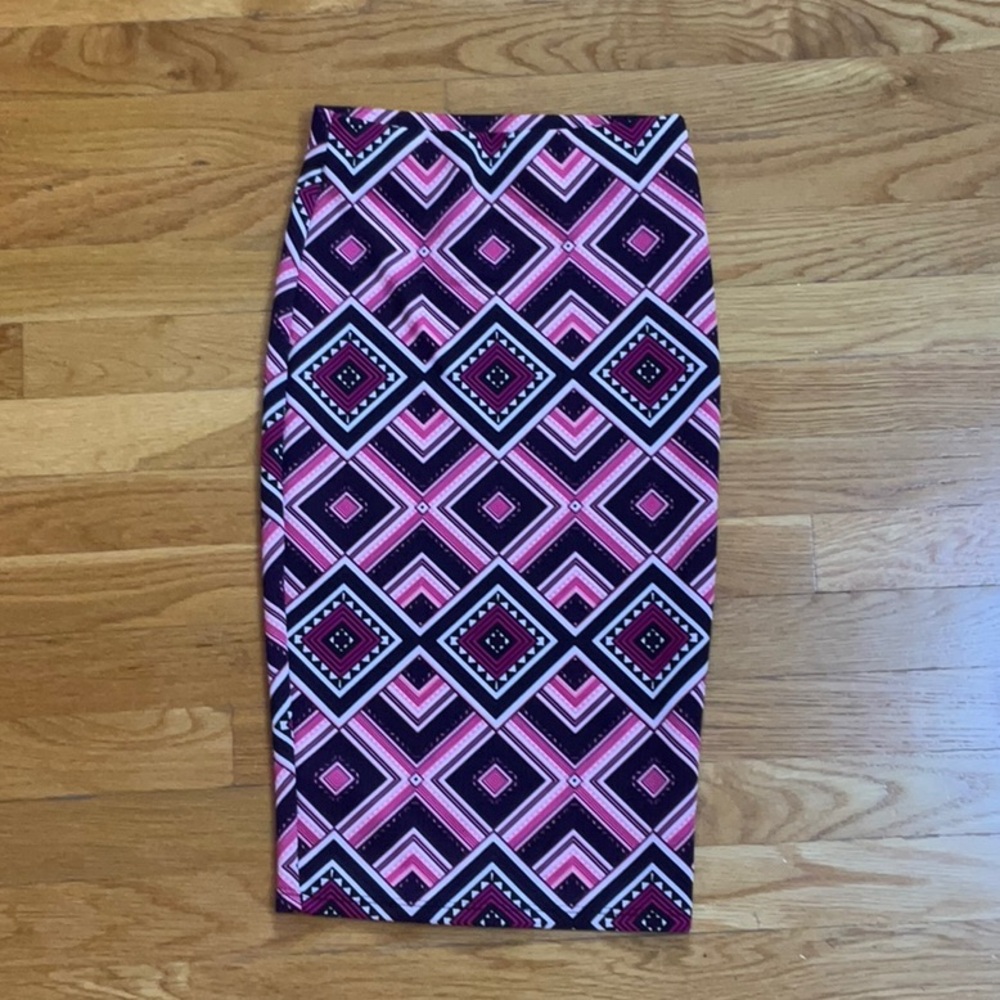 Geometric Pink and Black Women's Skirt